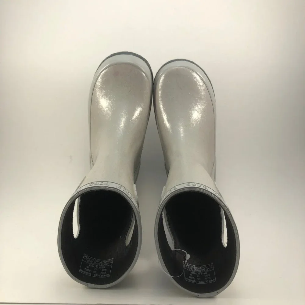 Bogs silver sparkly girls rain boots 12